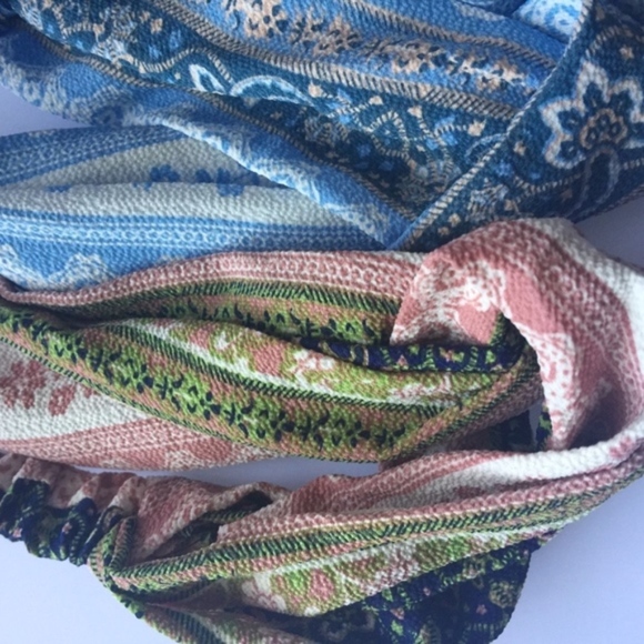 Vintage Boho floral Cross scarf hair head bandana - Picture 5 of 5